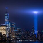 photo of 9/11 remembrance lights